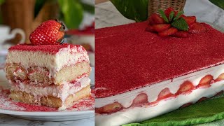 Strawberry Tiramisu No Raw Eggs No Coffee No Alcohol [upl. by Ityak598]