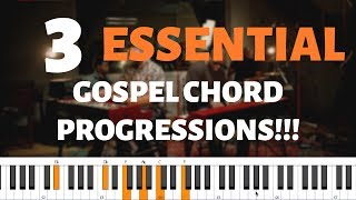 3 BASIC GOSPEL CHORD PROGRESSIONS  Beginners Piano Tutorial [upl. by Zigmund]