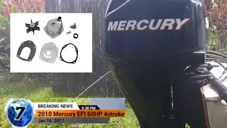 Mercury 2010 EFI 60hp 4 Stroke Waterpump impeller Service outboard outboards howto service [upl. by Etterraj136]