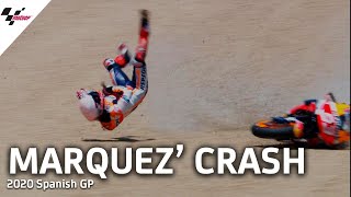 Marc Marquez massive highside  2020 SpanishGP [upl. by Elissa675]