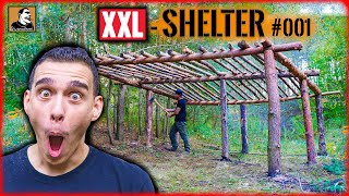 XXL SHELTER bauen  Übernachtung im NEUEN CAMP  FEUERSTELLE  Survival Mattin [upl. by Ainek843]