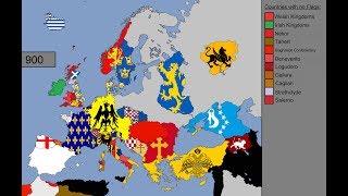 Europe Timeline of National Flags 1 AD  1000 [upl. by Alston]