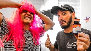 SUPERGLUED PINK WIG TO HEAD PRANK Will NOT come off [upl. by Annaoy]