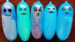 Making Slime With Funny Balloons 6 Crunchy Blue [upl. by Rickey]