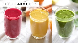 3 DETOX SMOOTHIE RECIPES  easy amp healthy smoothies [upl. by Prosser]