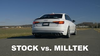 Audi B9 S4 Milltek Catback Exhaust Sound vs Stock [upl. by Aninaj]