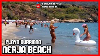 Relaxing Sunny Beach Walk in Spain 4k  BURRIANA NERJA Malaga Costa del Sol 2020 [upl. by Aloke]