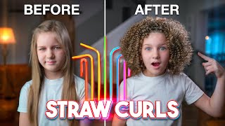 Heatless Curls  Straight to Curly Hair Tutorial  Straw Curls [upl. by Asil]