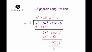 Algebraic Long Division  Corbettmaths [upl. by Ardath]