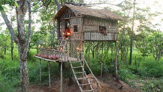 Build Most Wonder full Wooden Hut In Deep Jungle [upl. by Eul]