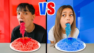 RED vs BLUE FOOD Challenge [upl. by Nairahcaz555]