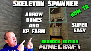 Minecraft SKELETON SPAWNER FARM Bedrock [upl. by Atsillak]