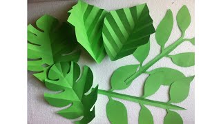 Hojas de papel fáciles y rápidas de hacer DIY  Easy StepbyStep Paper Tropical Leaves [upl. by Eyaj211]