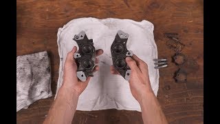 How To Rebuild Your Motorcycles Brake Calipers  MC Garage [upl. by Latsyrcal]