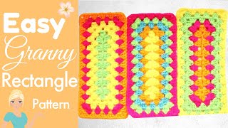 How to Crochet a Granny Rectangle  ELONGATED GRANNY SQUARE [upl. by Oibaf]