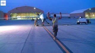 USAF MQ9 Reaper Drone Night Launch Prep [upl. by Goodson]