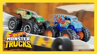 Monster Trucks vs Cars  Epic Downhill Race  Monster Trucks  HotWheels [upl. by Bakki820]