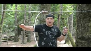 Zipline Tutorial  How to tension a Zip Line wo turnbuckle [upl. by Noelc]