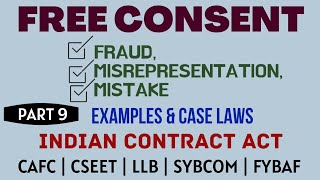 Fraud  Misrepresentation  Mistake  Free Consent  Indian Contract Act  Caselaws  Example [upl. by Dugald]