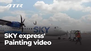 SKY express first ATR 72600  painting film and takeoff [upl. by Leinto337]