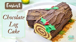 Simplest Buche De Noel  Chocolate Yule Log  Easy Swiss Roll Recipe [upl. by Tteirrah]