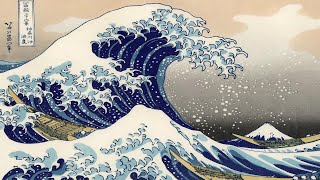 Hokusai “The Great Wave” with motion and sound [upl. by Kilah]