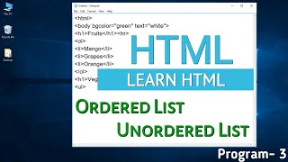 Ordered and Unordered List in HTML [upl. by Nahsar671]