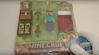 ASMR show unboxing Minecraft Steve action figure toy [upl. by Nussbaum]