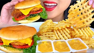 ASMR WAFFLE FRIES amp FRIED CHICKEN SANDWICH 먹방 MUKBANG Eating Sounds ASMR Phan [upl. by Rissa666]