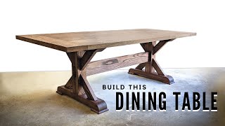 How to Build a FARMHOUSE TRESTLE TABLE  DIY Woodworking [upl. by Hakim13]