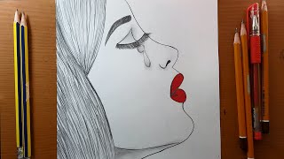 Disegni di ragazze facili  Come disegnare unimmagine di donna triste Drawing Tutorial [upl. by Farah148]