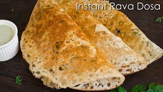 Instant Rava Dosa  Crispy Sooji Dosa  Quick Breakfast Recipe  The Terrace Kitchen [upl. by Delaryd437]