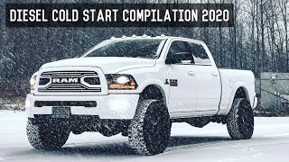 Diesel Cold Start Compilation 2020  Duramax Cummins Powerstroke [upl. by Anirahtak]