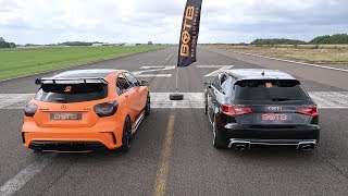 DRAG RACE AUDI RS3 VS MERCEDES A45 AMG [upl. by Oiluig816]