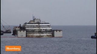 Time Lapse Watch the Costa Concordia Float Again [upl. by Nohsram768]