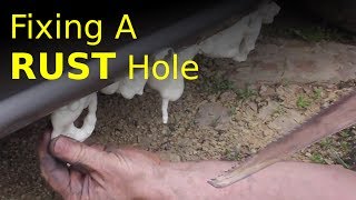 how to FIX a rust hole in a rocker panel fast lowcost method [upl. by Kooima720]