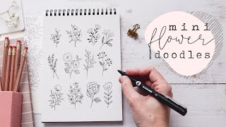 Mini Floral Doodles  Learn To Draw Simple Flowers [upl. by Anatniuq]