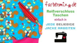 Reißverschluss Taschen in Jacke einnähen [upl. by Anohr]