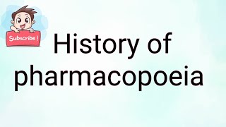 History of pharmacopoeia [upl. by Dagall]