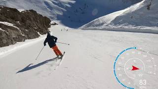 The Sarenne Alpe d’Huez 2019 in 4k skiing over 100 KPH longest black run in Europe [upl. by Tarabar132]