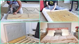 DIY  Building a Tufted Queen Size Bed From SCRATCH [upl. by Alwitt627]