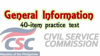 40item GENERAL INFORMATION for Civil Service Exam 2020 Reviewer  Philippine Constitution [upl. by Isabelle993]