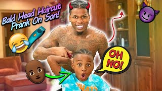 Back To School Bald Head Haircut Prank On Son [upl. by Tadeas820]