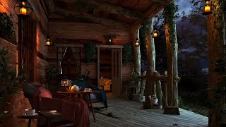 Heavy Rain and Thunder Sounds in a Cozy Cabin Porch  Rainstorm in the Forest for Sleeping and Relax [upl. by Aniroc]