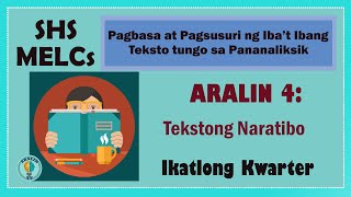 Aralin 4 Tekstong Naratibo SHS Grade 11 MELCs Ver2 [upl. by Ayt350]