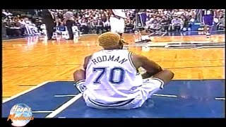 Dennis Rodman Sits Down on Court and EJECTED [upl. by Prosser]