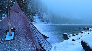 Hot Tent Camping In A Snowstorm [upl. by Andris]