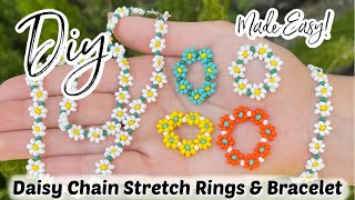 Beading Basics Easy Daisy Chain DIY Seed Bead Rings amp Bracelet [upl. by Ahselrac83]