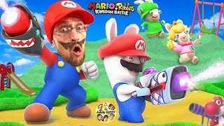 SUPER HERO MARIO vs PLAYGROUND RABBIDS Skit FGTEEV plays Mario  Rabbids Kingdom Battle Switch [upl. by Annohs]