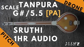 Tanpura Sruthi  Drone  G Scale or 55 Kattai  Pa Panchamam Pancham  208Hz [upl. by Annaoi]